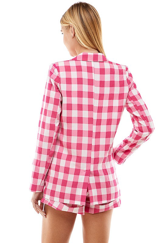 Gingham Double Breasted Blazer