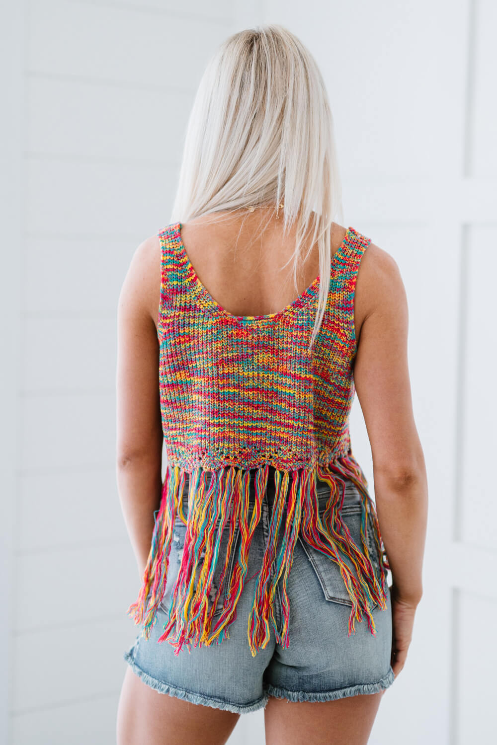 Knit Crop Top with Fringe