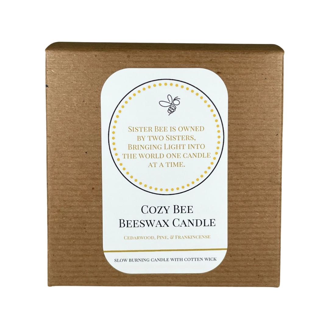 "Cozy Bee" Beeswax Candle - Farmhouse Style Glass Jar