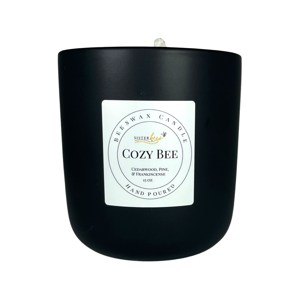 "Cozy Bee" Beeswax Candle - Farmhouse Style Glass Jar